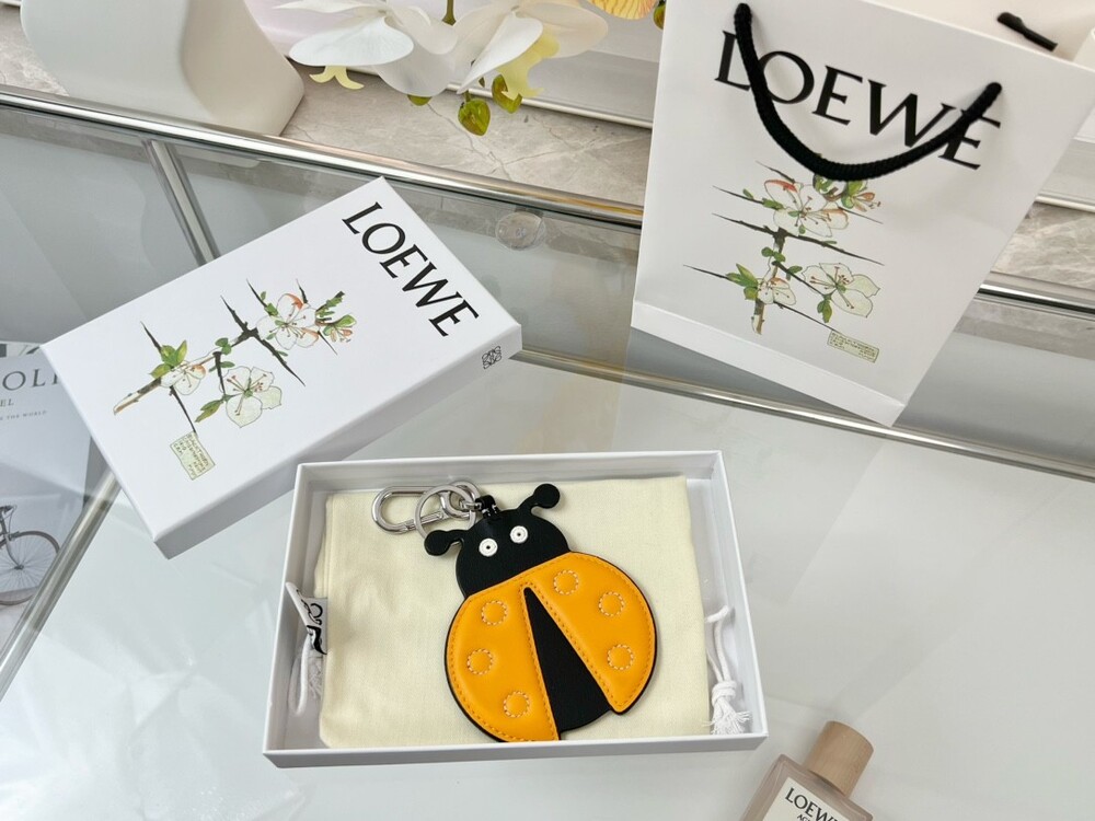 Loewe Ladybug Leather Bag Charm Keychain
